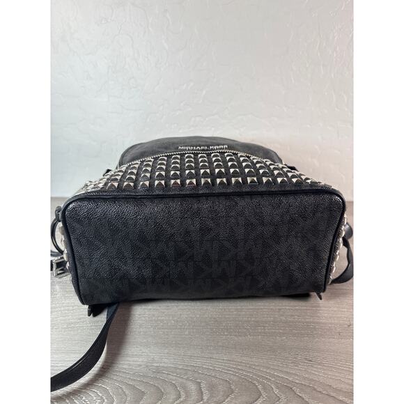 MICHAEL Michael Kors signature monogram Rhea Medium Logo Studded Backpack - Picture 5 of 9